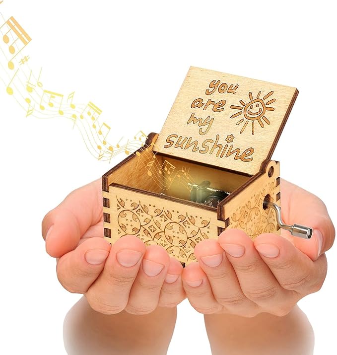 hadio You Are My Sunshine Music Box, Music Box You Are My Sunshine Gifts for Women, You Are My Sunshine Gifts Music Box for Girls Boys, Hand Crank Wooden Music Box as Gifts for Him & Her