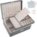 Jewellery Box,2 Layer Jewelry Organizer with 2 Keys and Cleaning Cloth PU Leather Jewellery Box Organizer,for Necklace Earrings Bracelet Ring Accessories,Jewellery Boxes for Women Girls