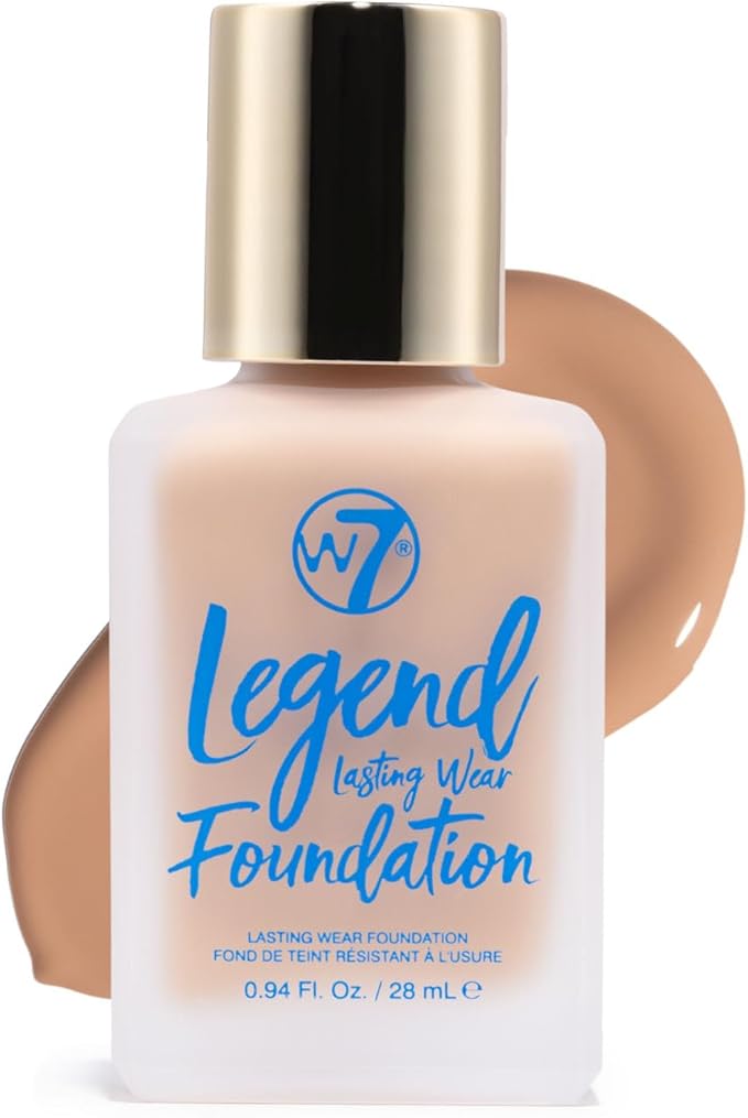 W7 Legend Foundation - Creamy Liquid Foundation for Poreless, Semi-Matte Medium Coverage - 28ml (Toffee)