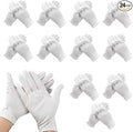 12 Pair White Cotton Gloves, Moisturising Gloves for Dry Hands Eczema, Coin Handling and Jewelry Inspection, Stretchable Breathable Cloth