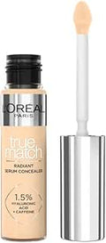 L'Oréal Paris Serum Concealer, Medium Coverage, Radiant Finish, With 1.5% Hyaluronic Acid and Caffeine, True Match, 4D, 10ml