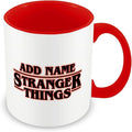 MUGGZ Personalised Strange Mug – Red Handle – Custom Name Logo – Novelty Fan Gift Cup