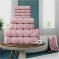 FAIRWAYUK 8-Piece Towels Bale Set for Bathroom, Ultra Soft Premium Quality Water Absorbent Towel Gift Sets, 100% Egyptian Cotton, 4x Face 2x Hand 2x Bath Towels, Blush Pink