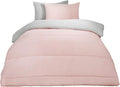 OHS Single Coverless Duvet 10.5 Tog - Reversible Washable Microfibre Quilted Super Soft Warm Comfy Camping Duvet, Pink/Grey