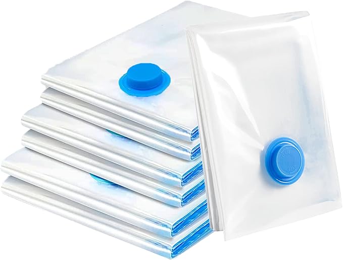 Vacuum Storage Bags for Clothes - 6 Pack(2 Jumbo + 2 Large + 2 Medium)Reusable Clothes Storage Bags Vacuum Sealer Bags with Double Zip Seal Travel Space Saver Bags for Duvets, Bedding, Quilts, Pillows