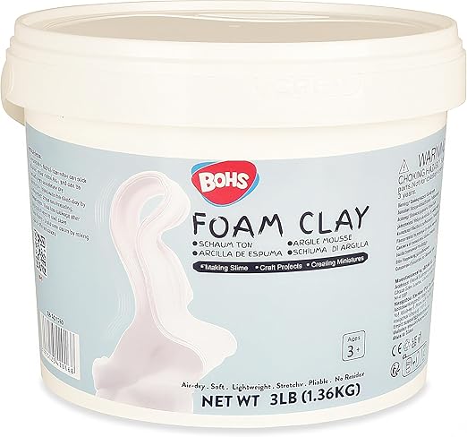 BOHS White Squishy and Modeling Soft Clay Pro, Air Dry, for Arts & Crafts Project,3 lbs / 1.36 kg