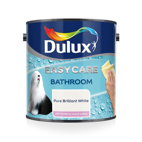 Dulux Easycare Bathroom Soft Sheen Paint - Pure Brilliant White 1L (C-500001): MouldTec, 5-Year Mould Protection, Moisture & Steam Resistant
