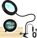 20X/10X Dual-lens Magnifying Glass with Light and Timer, Combination Lens Magnifier with Light, 3 Color Modes, 2 in 1 Magnifying Desk Lamp for Craft Hobby Painting Sewing Close Work(No Adapter)