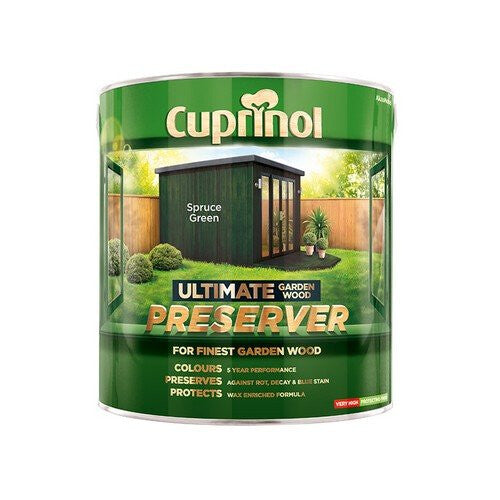 Cuprinol Ultimate Garden Wood Preserver Spruce Green 4 Litre (CUPGWPRESG4L) - UV Colour Protection & Deep Wood Penetration
