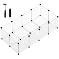 Pet Playpen with Floor, Small Animal Enclosure, DIY Plastic Cage, Indoor Run for Hamsters, Rabbits, Hedgehogs, Guinea Pigs, 143 x 73 x 46 cm, White