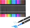 24 Colouring Pens,Felt Tips Pens for Adults Colouring Books-Coloured Dual Tip Brush Pens Markers and Fineliners Art Supplies for Drawing Painting Sketching Highlighting