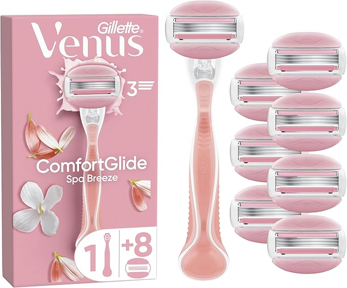 Gillette Venus Comfortglide Spa Breeze Women's Razor- 8 Blades, 3 built-in blades for a smooth, close shave that lasts