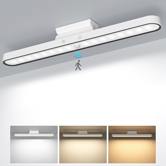 Realky Under Cabinet Kitchen Lights, 6000K Dimmable Wireless Motion Sensor Wall Lights, USB-C 2500mAh Rechargeable Battery Operated LED Lights Indoor for Kitchen, Cupboard, Wardrobe, Stair and Mirror