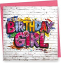 Birthday Card for Girl. Graffiti Design. 150x150mm supplied with Envelope. Eco-friendly. Message inside. Made in Britain.