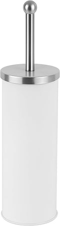 Bristles Premium Toilet Brush & Holder Set – Compact Round Lid Design with Dense Bristles, Stainless Steel Handle & Inner Drip Cup – Durable Bathroom Cleaning Solution (White)