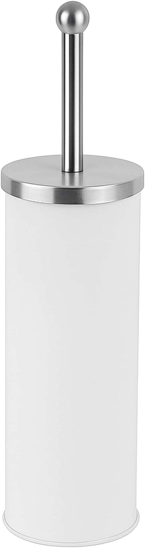 Bristles Premium Toilet Brush & Holder Set – Compact Round Lid Design with Dense Bristles, Stainless Steel Handle & Inner Drip Cup – Durable Bathroom Cleaning Solution (White)