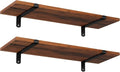 SONGMICS Set of 2 Floating Shelves, Decorative Retro Style, Maximum Load 15 kg/Unit, 60 x 20 x 7 cm, MDF Brown and Black LWS04NB