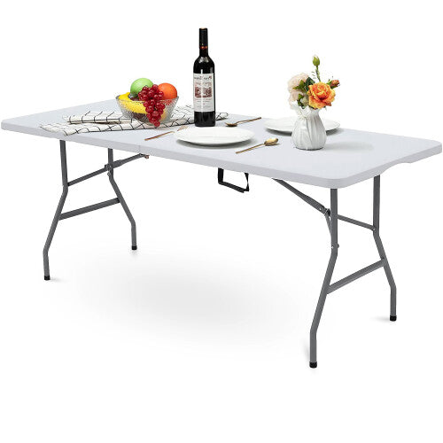 (6Feet) 4Ft 5Ft & 6Ft Camping Catering Heavy Duty Folding Table Trestle Picnic Bbq Party