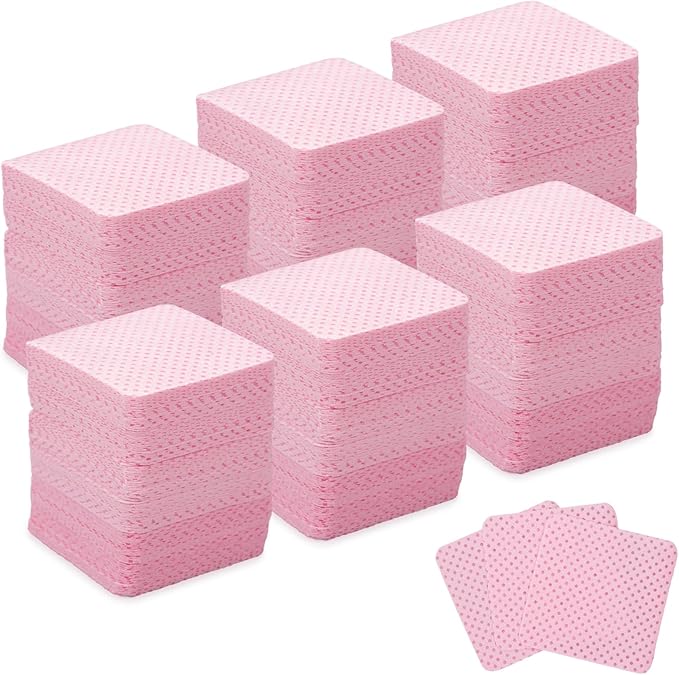 1200 Pcs Lint Free Wipes for Nails, Nail Polish Remover Pads, Soft Nail Varnish Remover Pads, UV Gel Absorbent Remover Nail Wipes Meltblown, Nail Art Tool Cleaning for Nails (Pink)