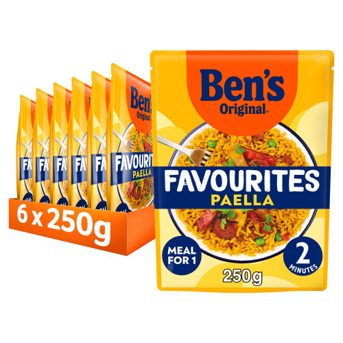 Ben's Original Favourites Paella Ready Meal Rice Pouch, Bulk Multipack 6 x 250g