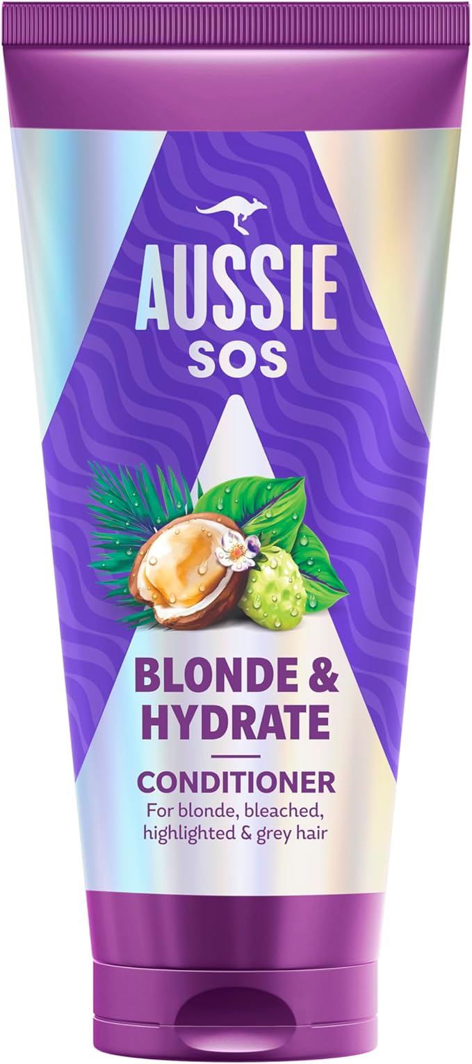 Aussie SOS Blonde and Hydrate Conditioner 200ml for Bleached, Highlighted and Grey Hair, Detangles and Softens while Providing Hydration to Blonde and Silver Hair Prone to Dryness