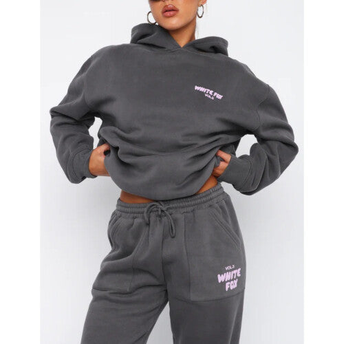 (dark grey, S) Women's Long Sleeve Hoodie Sweatshirt and Sweatpants Set Stylish Two-Piece Tracksuit for Fall, Winter & Spring