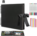 Scrapbook Photo Albums A4-80 Pages DIY Memory Album Our Adventure Book with DIY Accessory Kit Craft Paper 11.7x8.3 Inch for Wedding Anniversary Travel Black DS01bk
