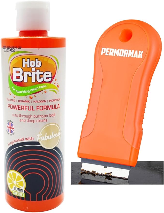 Hob Cleaner | Hob Brite & Hob Cleaner Tool | Made For Ceramic Hob, Induction Hob, Glass Hob | Plus 20 Spare Units | Permormak Hob cleaning set