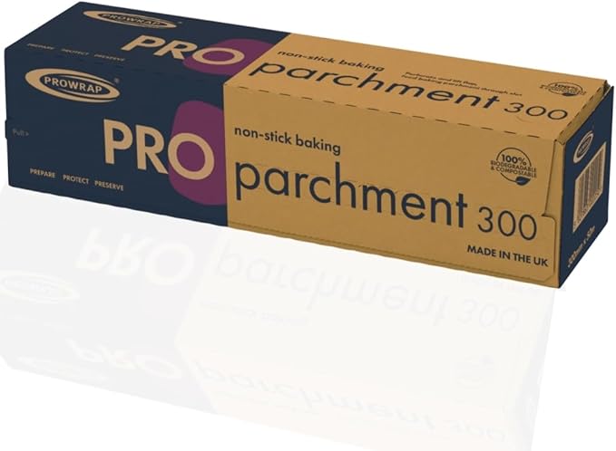 PROWRAP | Silicone-Coated Baking Parchment Roll | 300mm x 50m | Non-Stick, Greaseproof & Freezer Safe Baking Paper | Compostable & Biodegradable | for Home Baking, Cooking & Catering Kitchens
