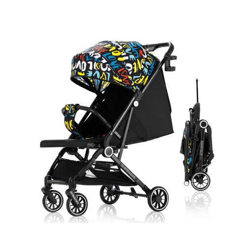 Portable Baby Stroller One-Hand Folding Pushchair WITH Adjustable Backrest Footrest