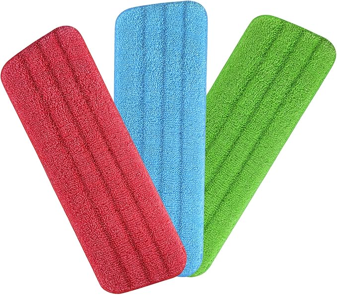 URAQT Microfiber Mop Cloth, 3 Pack Replacement Cleaning Pads Mop Pad, Hook and Loop Wet and Dry Mops Replacement Pad, High Water Absorption, for All Spray, Washable, Reveal Mops