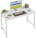 Grandder 80 cm Computer Desk, Small Home Office Desk Study Writing Kid Table for Small Spaces, Simple PC Work Desk, Adjustable Feet, White