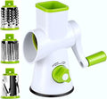 Rotary Cheese Grater - Round Vegetable Mandoline Slicer with 3 Drum Stainless Steel Blades, Dishwasher Safe, Super Vacuum Suction Base (DLG-RG001)