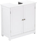 Taylor & Brown Under Sink Bathroom Cabinet Storage Cupboard Organiser Free Standing Wooden Sink Storage Unit Basin with Shelf, 60cm x 30cm x 60cm (White)