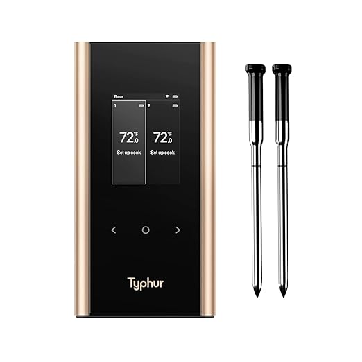 Sync Gold Wireless WiFi Meat Thermometer, 2 Slim Probes, 6 Sensors, 10x Stronger Signal, ±0.5℉ Accuracy, Smart Base Direct Setup, Reliable Reading Through Kamado Grill, BBQ, Oven, Smoker, Air Fryer