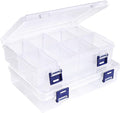 2 Pcs Jewellery Storage Box Bead Earring Organisers Compartment Storage Boxes Plastic Organiser Box with 8 Adjustable Dividers Containers