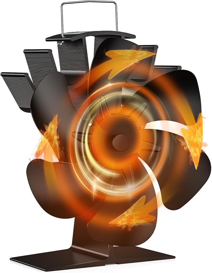 Stove Fan - Silent Heat Powered 6-Blade Fan for Wood Burning Stove and Log Burner Fireplace - Eco-Friendly for Efficient Heat Distribution