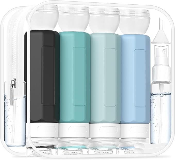 Redfly 17PCS Travel Bottles for Toiletries, TSA Approved Silicone Travel Size Containers, Leak Proof Toiletry Containers for Shampoo, Conditioner, Lotion & Creams Gray