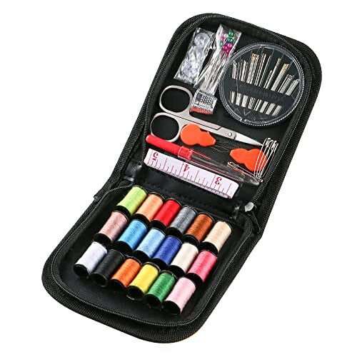 AUERVO Travel Sewing Kit: 70+ Premium DIY Supplies, Mini Emergency Kit with Scissors, Needles, Thread, Tape Measure