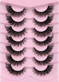 False Eyelashes Cat Eye Lashes Fluffy Wispy Natural Eyelashes 20MM False Lashes Pack 8D Dramatic Volume Faux Mink Lash Strips 7 Pairs