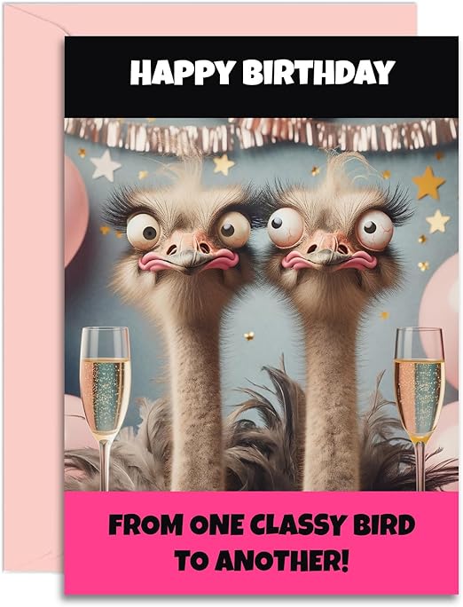 Best Friend Birthday - One Classy Bird Bestie Design - Funny Birthday Card for Women. A5 Size with Pink Envelope. Designed and Printed in the UK