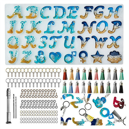 Reverse Resin Mold Kit, Silicone Mold for Resin DIY, and Decorative Epoxy Resin Keychain Making Set