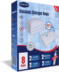 Vacuum Storage Bags for Clothes,Vacuum Bags for Duvets,Storage Bags Vacuum Pack 8-2 Jumbo, 2 Large, 2 Medium, 2 Small Vacuum Bags for Clothes with Hand Pump