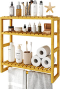 Bamworld Bathroom Shelf Storage Adjustable Bamboo shelf 3-Tiered Over Toilet Rack Bathroom Organizer for Space-Saving Wall Mount Stand Used in the Living Room (Light Brown)