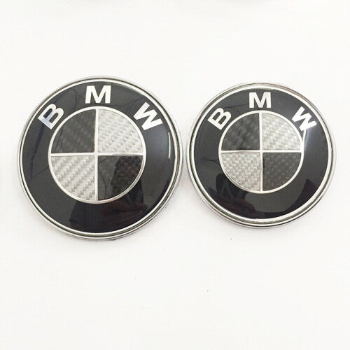 Boot+BONNET BADGE CARBON FIBRE BMW 82mm 74mm E46 E90 E92 E60 E81 X3 X5 1 3 4 5 M Series