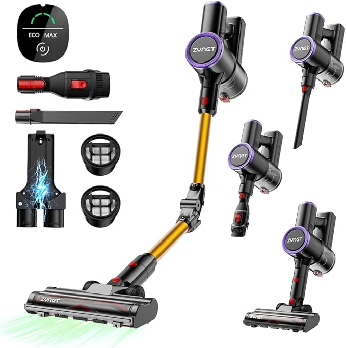 S9 Cordless Vacuum Cleaner, 45000Pa 500W 45Min Vacuum Cleaner, Stick Vacuum with Flexible Wand Design, Wall-mounted Charging, Green LED, Lightweight Vacuum for Hardwood Floor Carpet Car Pet Hair