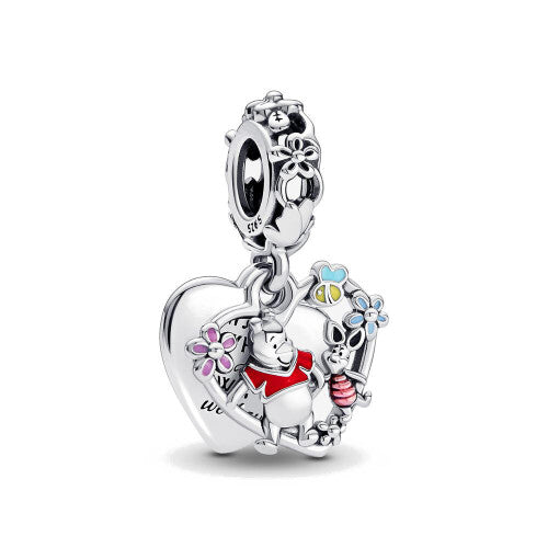 Winnie Pooh & Piglet Dangle sterling silver charm for pandora bracelet