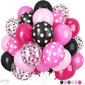 Pink and Black Balloons, 12 Inch Hot Pink Black Balloons Pink White Dots Black White Dots Balloon Pink Confetti Balloon for Girls Birthday Baby Shower Cartoon Theme Birthday Decorations