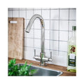 Lila Twin Lever Chrome 360 Swivel Spout Kitchen Sink Tap