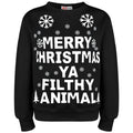 (9-10 Years, Ya Filthy Black) Unisex Xmas Jumper Ya Filthy Animal, Santa Floss